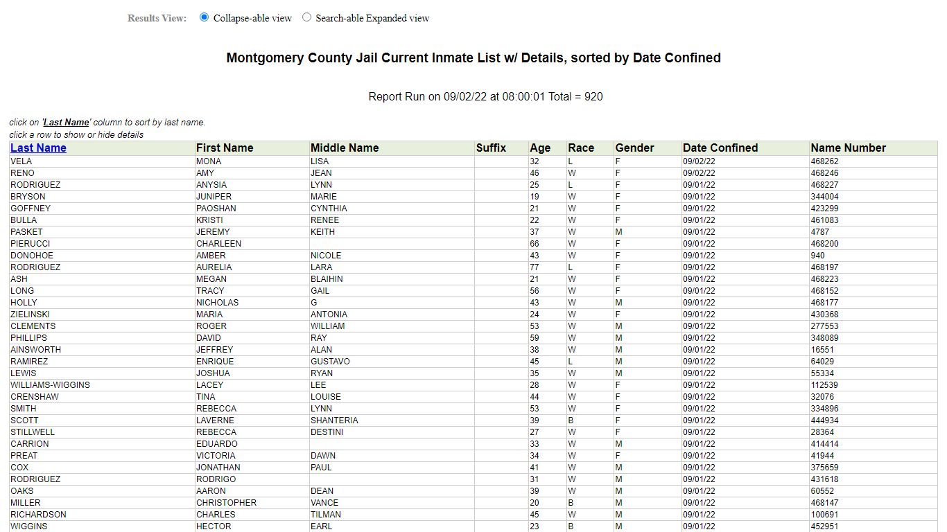 Jail Roster - Montgomery County, Texas